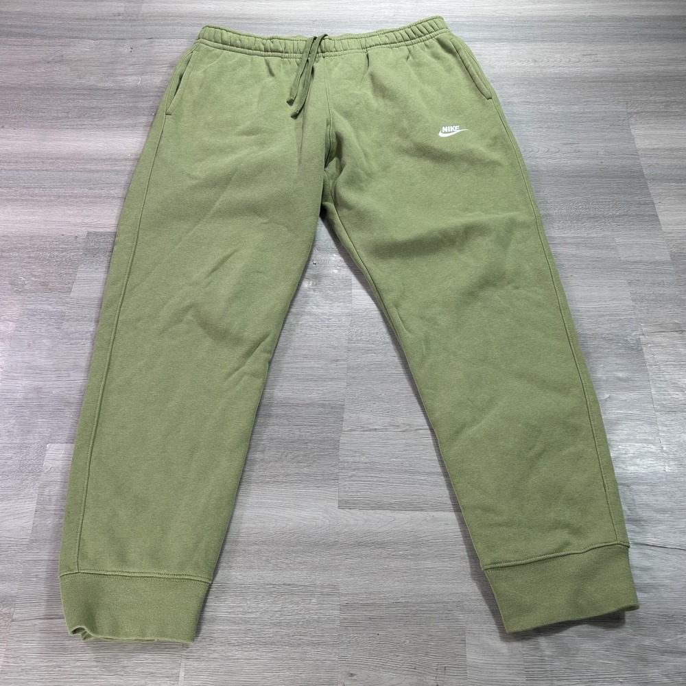 Nike Club Fleece Sweatpants Mens Large Green Jogger Elastic Waist BV2671-334‎